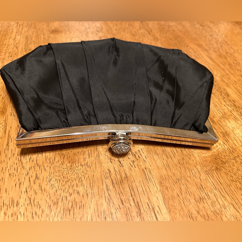 Black clutch satin evening bag